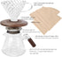 Pour Over Coffee Maker, 20 oz Borosilicate Glass Set with 100 pcs V60 Paper Filter, Walnut Collar