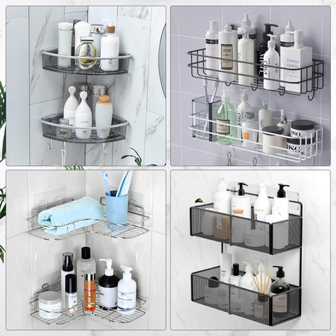 2 Pack EAGMAK Transparent Shower Caddy Adhesive for Replacement, No Drilling , Soap Holder, Bathroom Storage Shelves