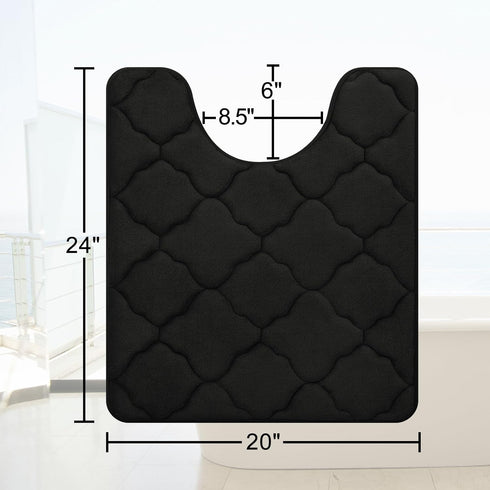 OLANLY Memory Foam Toilet Rugs U-Shaped 24x20, Ultra Soft Non-Slip Bathroom Mats, Machine Washable Contour Bath Rugs