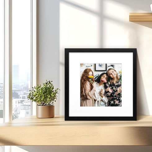 Golden State Art 12x12 Black Frame - Use as 8x8 Picture Frame with White Mat or 12x12 without Mat