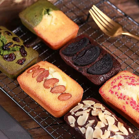 PLAZOTTA 2 Packs Mini Loaf Pan with Silicone Handle, 8 Cavity Non-Stick Baking Pan for Mini Bread, Brownies, Cheesecake
