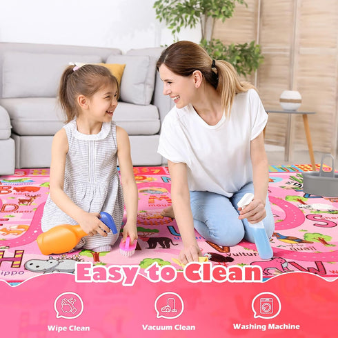 3X5 Terrug Kids Rug for Playroom, Educational Classroom Rug for Kids Room, Washable Nursery Rugs Non Slip Playroom Rugs