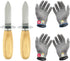Oyster Shucking Knife Set of 2 Stainless Steel Knives and 2 Pairs Level 5 Cut-Resistant Gloves