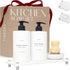 Luxe White Kitchen Soap Dispenser Set with Tray and Dish Brush, Refillable