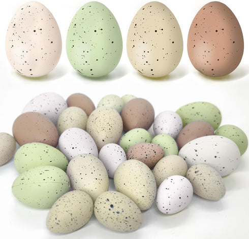 Kidum 36 Pcs Easter Speckled Eggs Vase Filler Plastic Speckled Eggs Faux Eggs