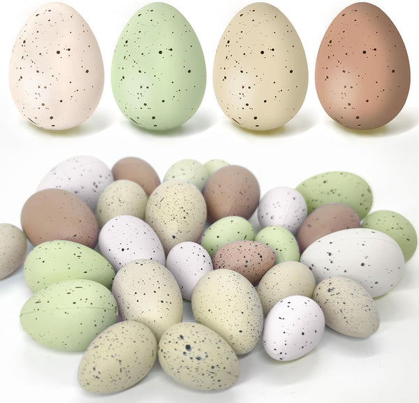 Kidum 36 Pcs Easter Speckled Eggs Vase Filler Plastic Speckled Eggs Faux Eggs