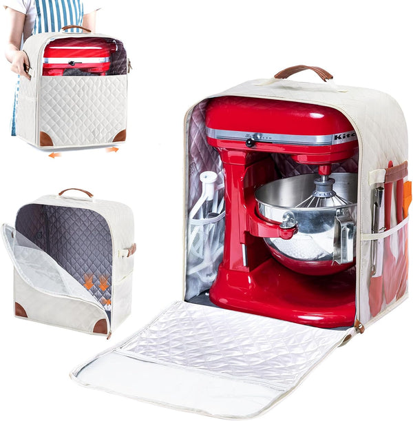 BAGSPRITE Stand Mixer Cover with Appliance Sliders Base, Compatible with KitchenAid Mixer-Storage Bag for 4.5/5 Quart