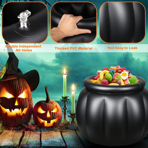 Halloween Inflatable Cooler, 22x18 Inch Witch Cauldron Kettle, Large Ice Bucket for Halloween Parties and Travel