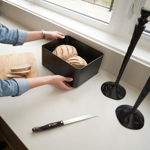 Countertop ZICOTO Beautiful Bread Box With Wooden Lid For Your Kitchen - Spacious Container Perfectly Stores Your