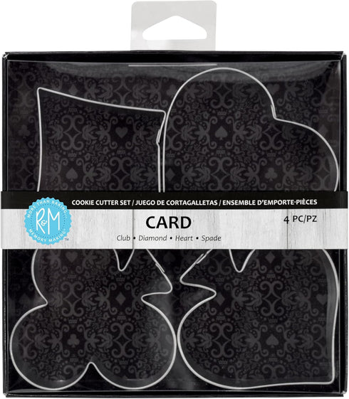 R&M International Casino Playing Card Suits Cookie Cutters, 4-Piece Set, Spade, Heart, Club, Diamond