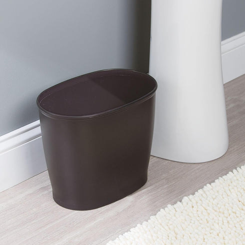 iDesign Oval Plastic Trash Can - The Kent Collection for Bath, Bedroom, Office - 12" x 8" x 10", Bronze