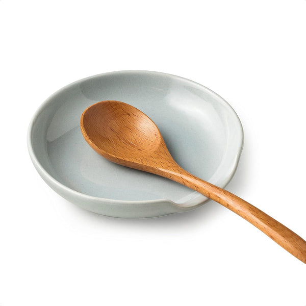 Ceramic Spoon Rest for Kitchen Counter, Cooking Utensil Holder with Drip Tray for Ladles, Tongs, Spatula