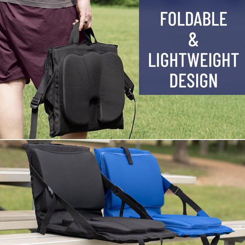 Everlasting Comfort Stadium Seats with Back Support - Adjustable Memory Foam Bleacher Chairs with Back and Cushion