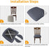 Stretch Chair Seat Covers, 6 PCS Removable Washable Dining Chair Covers, Anti-Dust Slipcovers for Dining Room, Gray