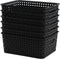 6 Pack Black Plastic Pantry Weave Storage Basket Bin
