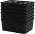 6 Pack Black Plastic Pantry Weave Storage Basket Bin