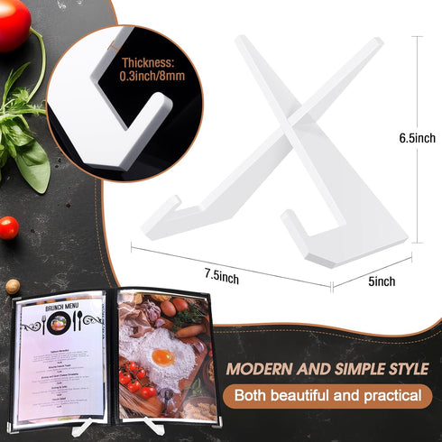 Acrylic Cookbook Stand Cook Book Stand for Kitchen Counter Cookbook Holder Recipe Book Holder Multifunctional Display Stand for Tabletop Kitchen Counter Decor, 6.5 x 8.5 Inches (White) by Menkxi