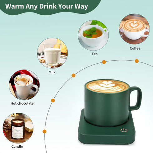 Set, 11oz 3-Temp Settings, Set(Mug VOBAGA Mug Warmer Coffee Warmer for Desk with Ceramic Mug, Auto Shut Off & Smart