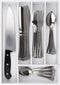 Silverware Drawer Organizer - Expandable Kitchen Utensil Tray for Flatware, 5-Slots, White