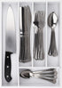 Silverware Drawer Organizer - Expandable Kitchen Utensil Tray for Flatware, 5-Slots, White