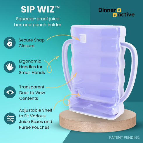 2 Pack Dinneractive Sip Wiz - Baby Pouch Holder No Squeeze Pouch Food Pouches & Juice Box Holder - Anti-Squeeze Yogurt