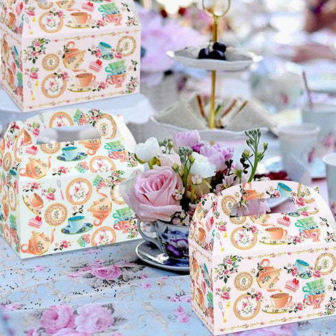 12 PCS Tea Party Favor Boxes - Lets Tea Party Party Supplies, Favor Bags for Tea Party Time