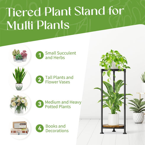 2 30 Inch iDavosic.ly Tier Corner Plant Stand Indoor, Tall Vertical Metal Flower Heavy Duty Pot Holder Shelf Outdoor