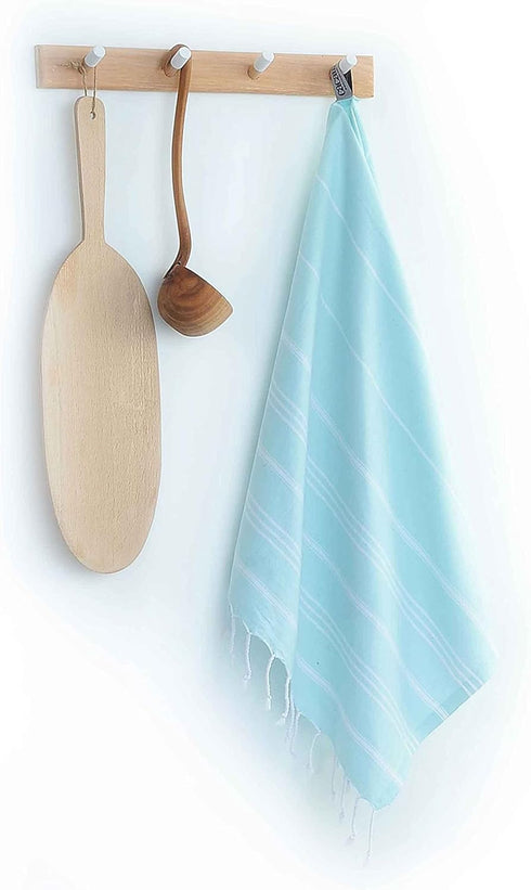 Cacala 100% Turkish Cotton Kitchen Tea Towels, Aquamarine, Highly Absorbent, Quick Drying, 23 x 36