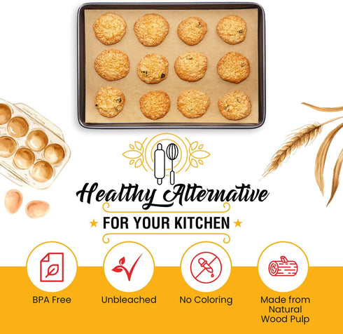 Quarter Sheet Pans 8x12 Inch Pack of 120 Parchment Paper Baking Sheets by Baker’s Signature | Precut Silicone Coated,