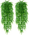 YYaaloa 2-Pack Artificial Hanging Plants, 31.5 Inch Boston Fern Fake Leaves, Greeny Chain Wall Decor for Home Garden