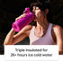 Takeya Sport 40 oz Triple Wall Insulated Stainless Steel Water Bottle with Ice Blocking Spout Lid, Pink Sweep