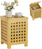 Bamboo End Table with Removable Cushion and Hidden Storage, 2-in-1 Ottoman Side