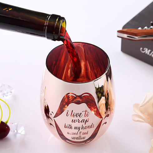 Naughty Bachelorette Gifts, Funny Gag Gifts for Women, I Love To Wrap Both My Hands Around It Wine Glass