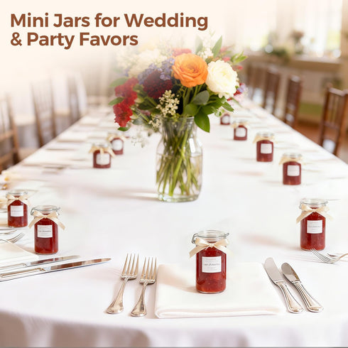 12 Pack 4 oz Set ComSaf Glass Spice Jars with Airtight Swing Top Lids, Small Clear Containers for Pantry Organization