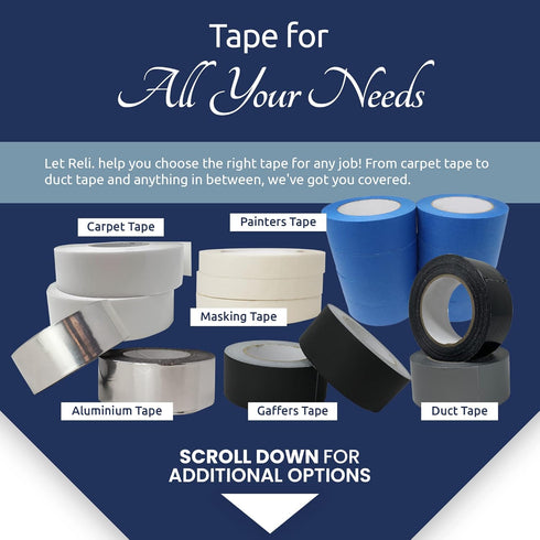 Reli. Carpet Tape, 2" x 8 Yards, Double Sided for Hardwood Floors, Heavy Duty Rug Gripper, Indoor/Outdoor