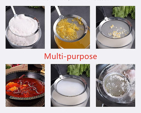 Skimmer Spoon - Stainless Steel Spider Strainer for Cooking, Frying, Skimming Grease, Foam, and Gravy