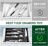 Ayiaren Small Wooden Silverware Organizer, Narrow Kitchen Utensil Drawer Insert for Spoon and Forks (Black Wood)