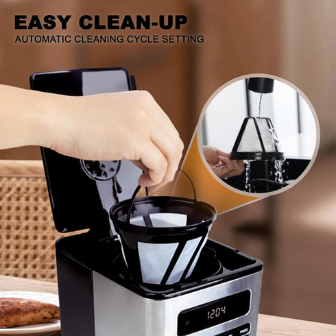 12-Cup Programmable 1-4 Setting, 24H REVOTRA Coffee Maker, Regular & Strong Brew Drip Coffee Machine, Cup and Ice