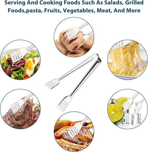 8 Pack Serving Tongs by Tcoin, 9 Inch Functional Tongs for Serving Food at Parties and Holiday Get-togethers.