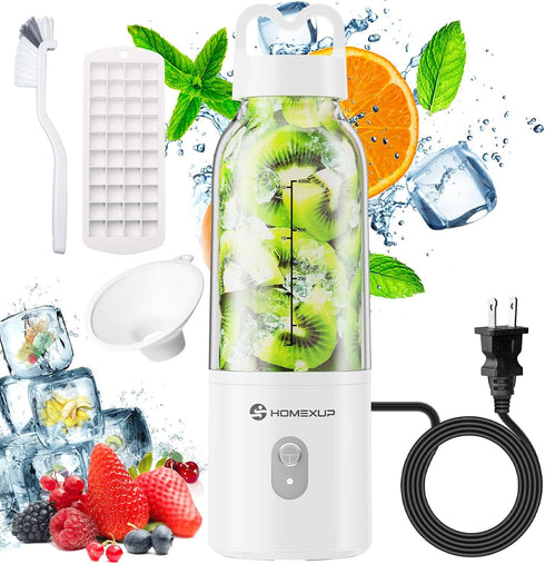 Portable Personal Blender, 17 OZ/500 ML Juicer, 175W Compact Blender for Smoothies, Ice Blending, and Juicing (White)