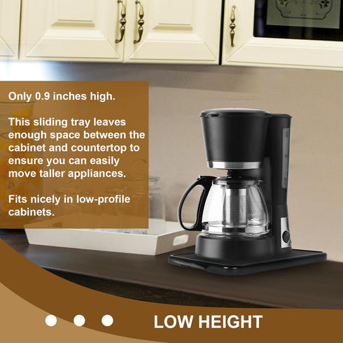 Kitchen Appliance Sliding Tray Coffee Maker Caddy with Rolling Wheels, Under Cabinet Countertop Storage Organizer for