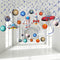 Blulu 30 Pcs Outer Space Party Decoration, Blue Solar System Planet UFO Rocket Astronaut Hanging Swirls