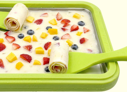 Maker,304 Frozen Rolled Ice Cream Stainless Steel Instant Ice Cream Machine with Ice Cream Tray DIY Yogurt, Gelato