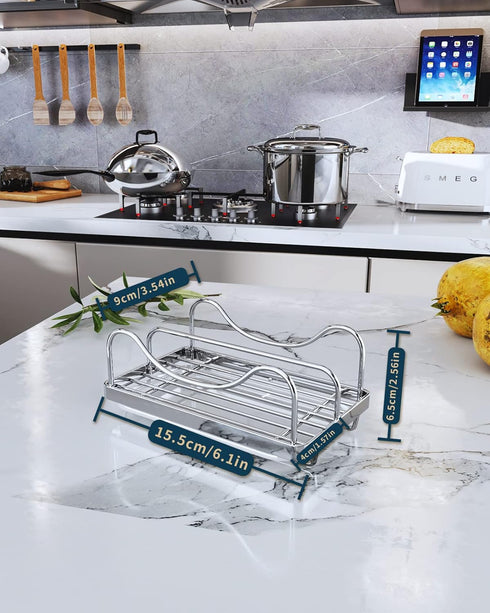 Consumest 304 Stainless Steel Sponge Holder for Kitchen Sink, Movable Caddy with Detachable Drip Tray - Silver