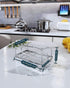 Consumest 304 Stainless Steel Sponge Holder for Kitchen Sink, Movable Caddy with Detachable Drip Tray - Silver