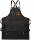 Tosewever Canvas Cross Back Chef Cotton Aprons for Men Women with Large Pockets for Cooking