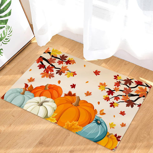 Fall Doormat Harvest Pumpkin Door Mat 18x30, Non-Slip Carpet for Thanksgiving Farm Autumn Decor