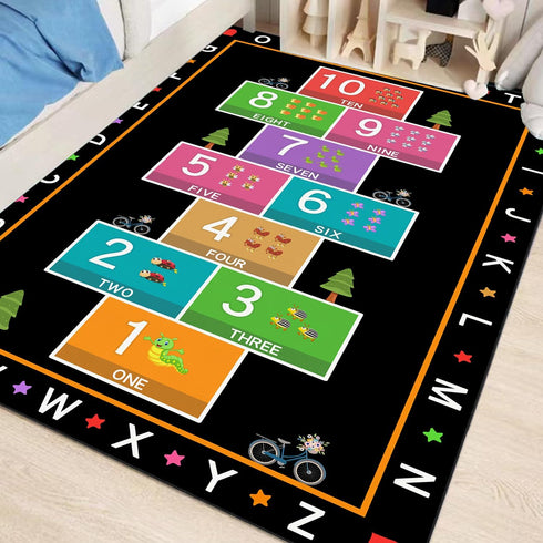 YLZLDKH Counting 31x47 Hopscotch Play Rug Carpet for Kids, ABC Alphabet Number Educational Rug, Children's Game Mat