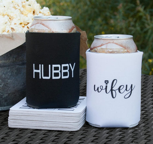 Wedding Accessories Wifey and Hubby Can Coolers, Set of 2