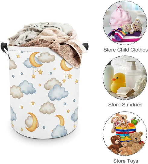 Cartoon Kids Laundry Basket Moon And Stars Decor Kids Laundry Hamper Clothes Hamper Toy Storage Bin Bedroom Bathroom